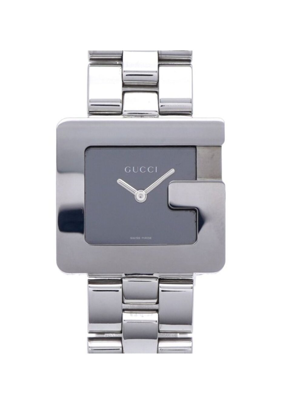 Gucci Quartz G Square Watch Stainless Steel Black Dial